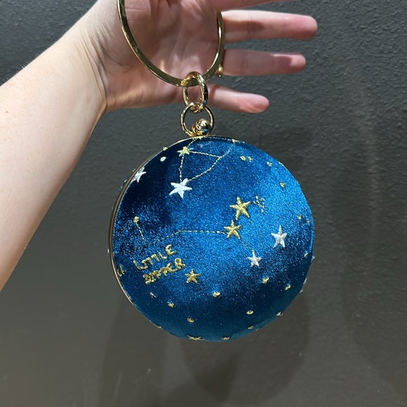 Astronomy star themed blue gold evening bag clutch rhinestone space - Picture 5 of 7